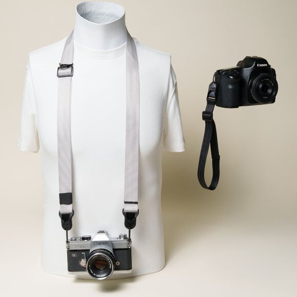 COMBO - Camera Wrist & Neck Strap SILVER & BLACK w/ Peak Design Anchors - Picture 7 of 12